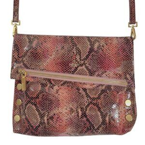 Hammitt VIP Medium Seaglass Python Snake Embossed Leather Crossbody Brown Pink